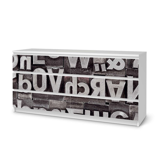 Möbelfolie IKEA Malm Kommode 6 Schubladen (breit) - Alphabet- Bild 1