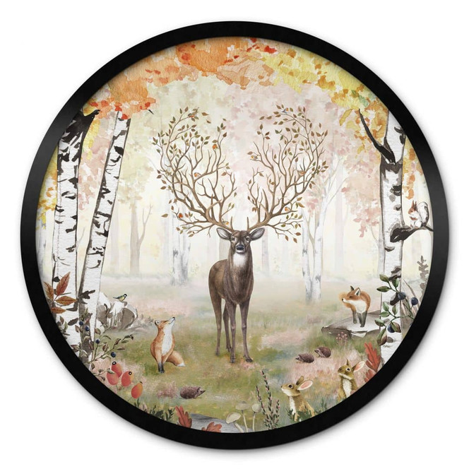 Poster Kikki Belle - Hirsch im Herbst - Rund