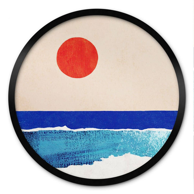 Poster Ruhiger Strand bei Sonnenuntergang - Rivers - Rund