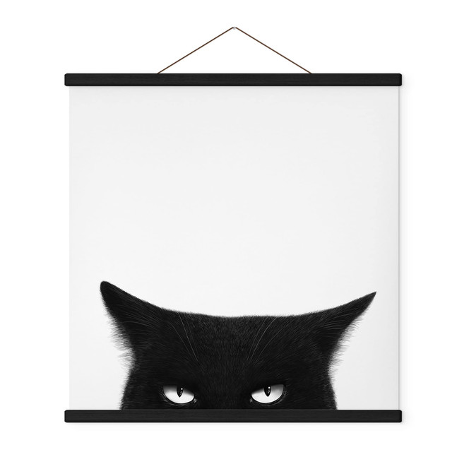 Stoffbild Blick einer schwarzen Katze - Korenkova - Quadratisch