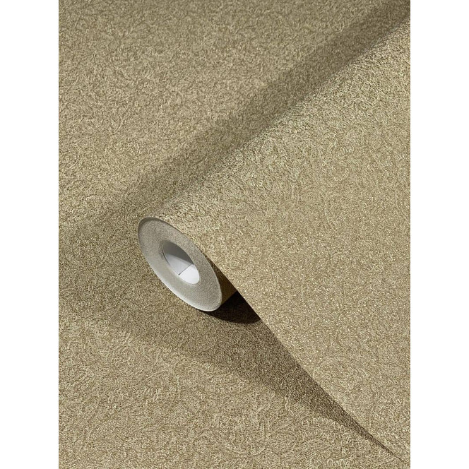 Vliestapete mit glänzenden kleinen Blättern gold Floral von Harald Glööckler
