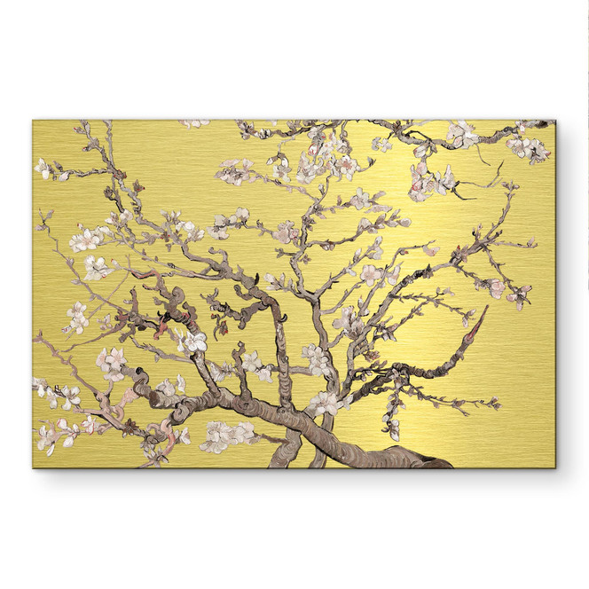 Alu-Dibond gebürstet mit Goldeffekt - Mandelblüte - Van Gogh