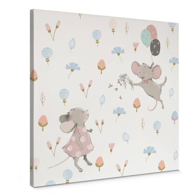 Leinwandbild Kleine Mäuse mit Luftballons - UN Designs