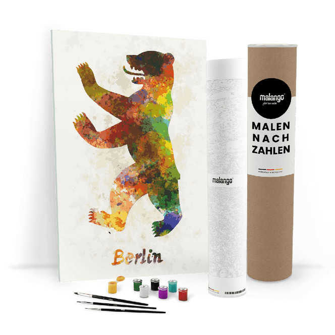 Malen nach Zahlen Leinwandbild - Berliner Bär