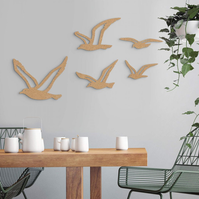 MDF Natur Holzdeko - Vögel Möwen (5-teilig)