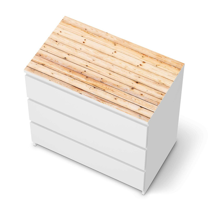 Möbelfolie IKEA Malm Kommode 3 Schubladen oben - Bright Planks- Bild 1