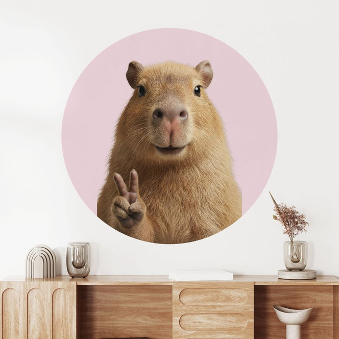 Tier Wandtattoo Peace Capybara - Rund