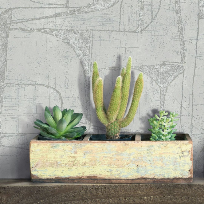 Vliestapete in Grau Glänzend Geometrische Formen Grafisch Modern