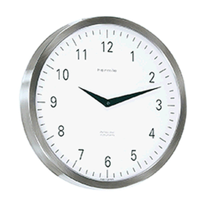 Wanduhr Metropolitan "Hermle" silber rund Zifferblatt Weiss mit arabischen schwarzen Zahlen
