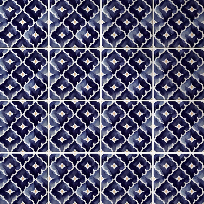 Fliesenaufkleber Aquarell Blumen blau - Treechild - 12er Set