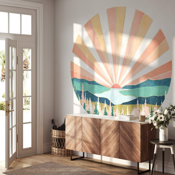 Fototapete SpaceFrog Designs - Retro Sommer - Rund - Selbstklebend/Vlies