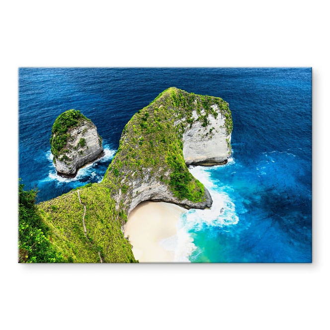 Glasbild Felsenküste von Nusa Penida | Strand bei Bali - Hugonnard