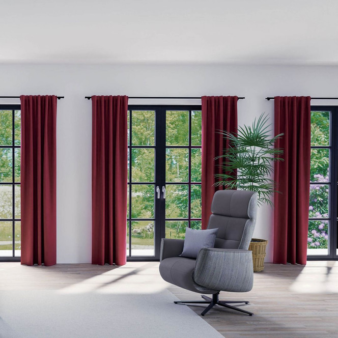 Homing Samtvorhang mit verdeckten Schlaufen Velia rot - 2.45 x 1.4m  - Bild 1