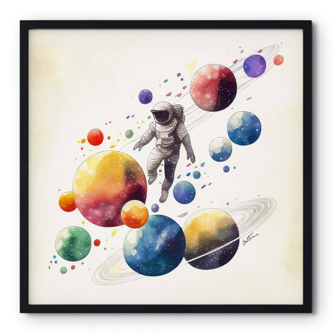 Poster Heine - Astronaut mit Planeten - Astro Cruise