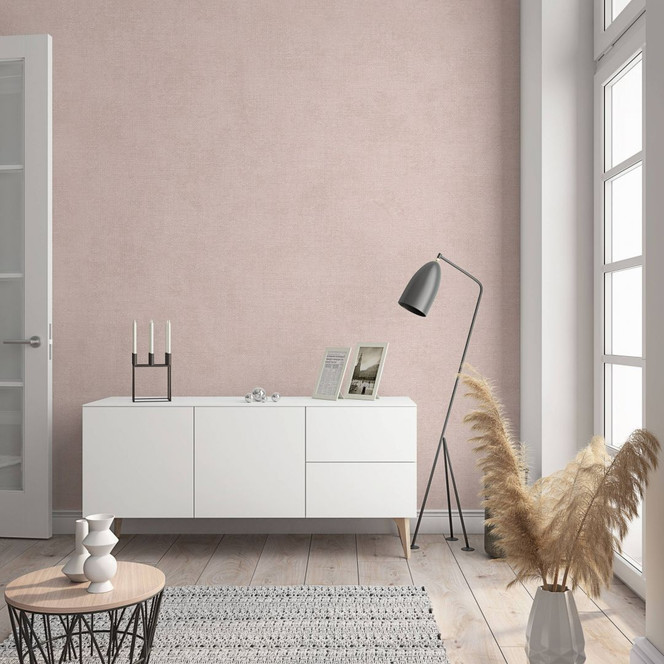 Vliestapete in moderner, feiner Struktur rosa Uni