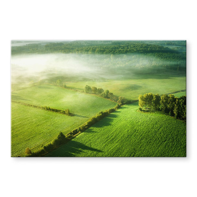 Acrylglasbild Idyllische Felder im Nebel - Keller