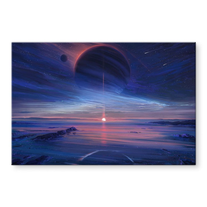 Acrylglasbild Landschaft mit Erde und Galaxie - Aenami