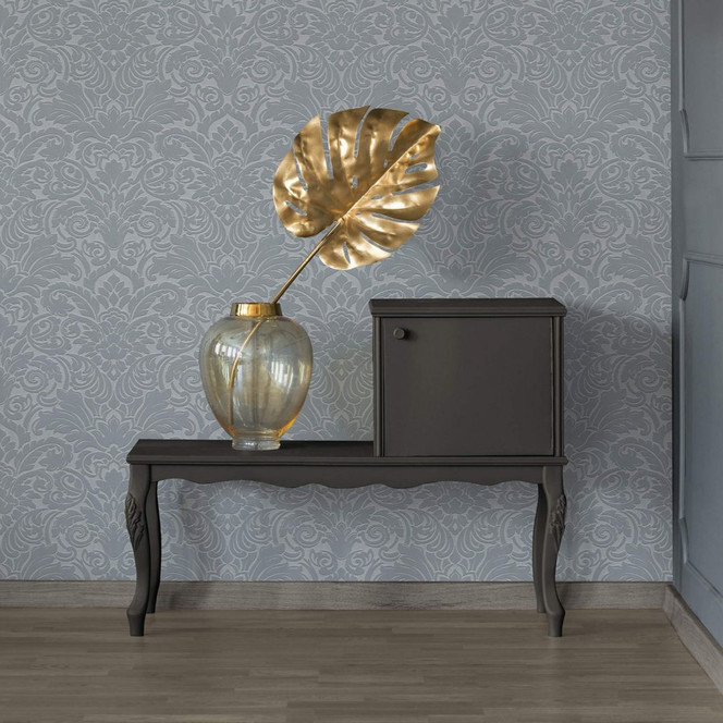 Architects Paper beflockte Tapete Castello grau, metallic