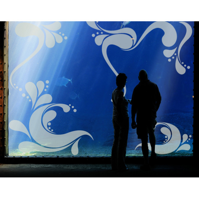 Folienfarbe in Wohnansicht: Frosted - Glasdekor Big Retro Waves