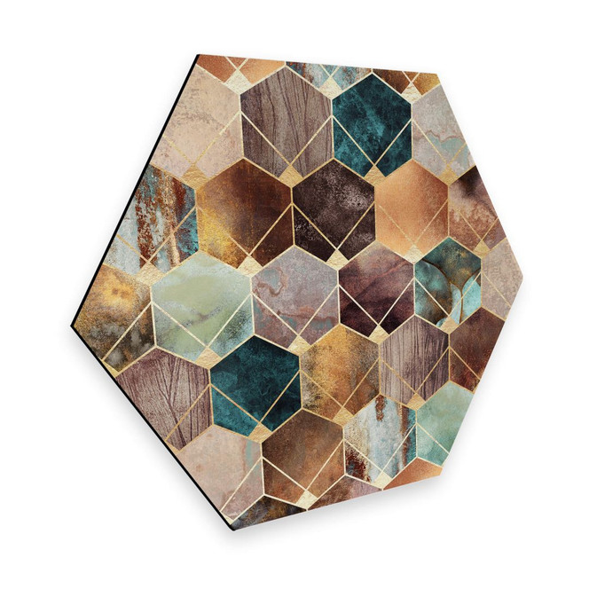 Hexagon - Alu-Dibond - Fredriksson - Gold und Kupfer