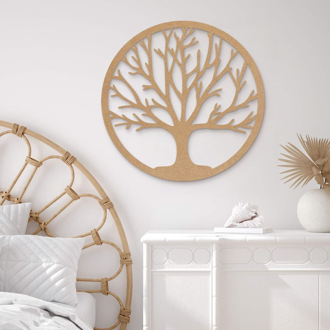 Holzdeko Baum des Lebens Rund - MDF Natur