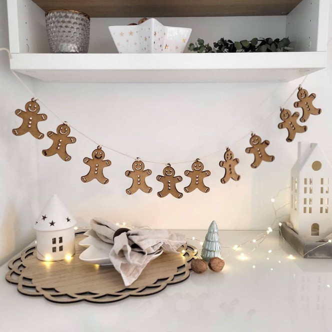 Holzdeko Weihnachten - Lebkuchenmann MDF Natur (10-teilig) - je 8x10cm - Bild 1