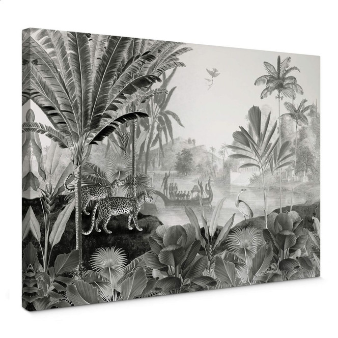 Leinwandbild Sir Edward - Landschaft mit Leoparden schwarz weiss