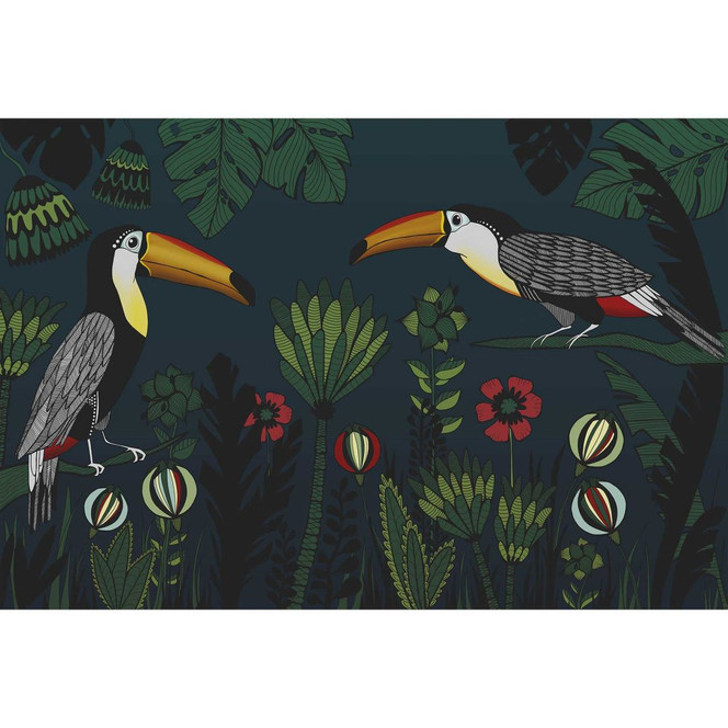 Livingwalls Fototapete ARTist Tukan blau, gelb, grün, rot - Bild 1