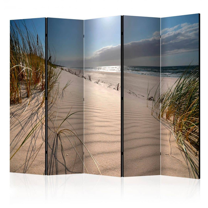 Paravent, Raumteiler freistehend, Trennwand - Strand in Mrzezyno , 5-teilig - 225 x 172 cm