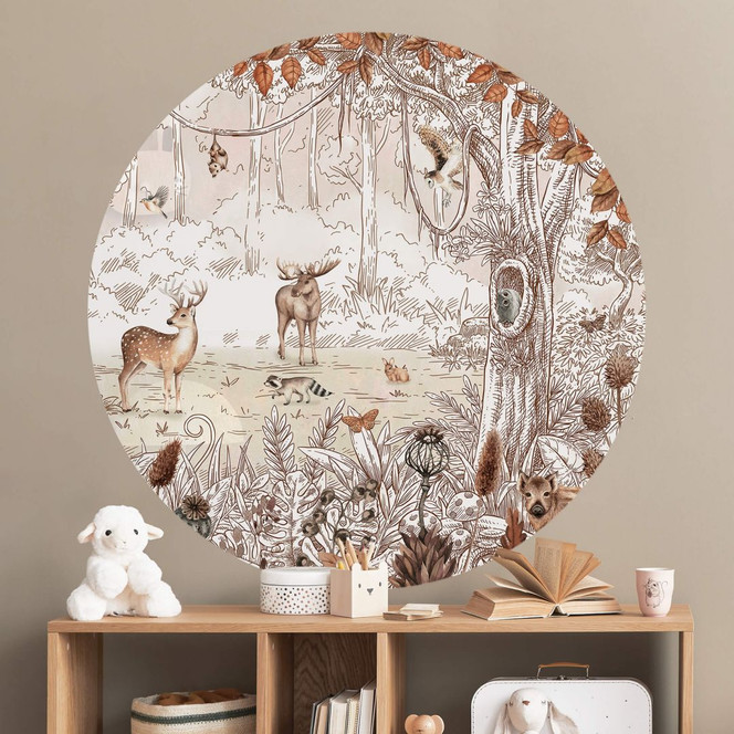 Wandtattoo Kikki Belle - Waldfreunde Herbst - Rund