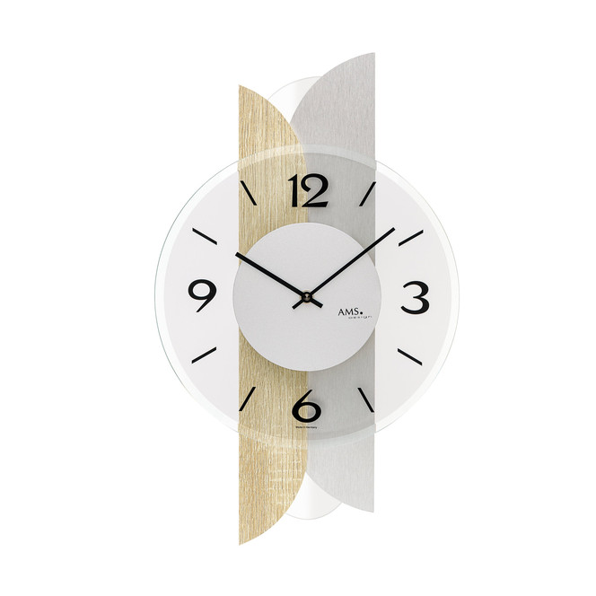 Wanduhr Holzgehäuse Sonoma-Aluminium Auflage