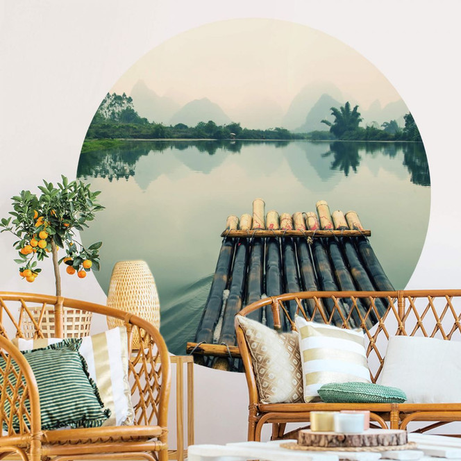 Fototapete Flossfahrt in China - Rund - Selbstklebend/Vlies