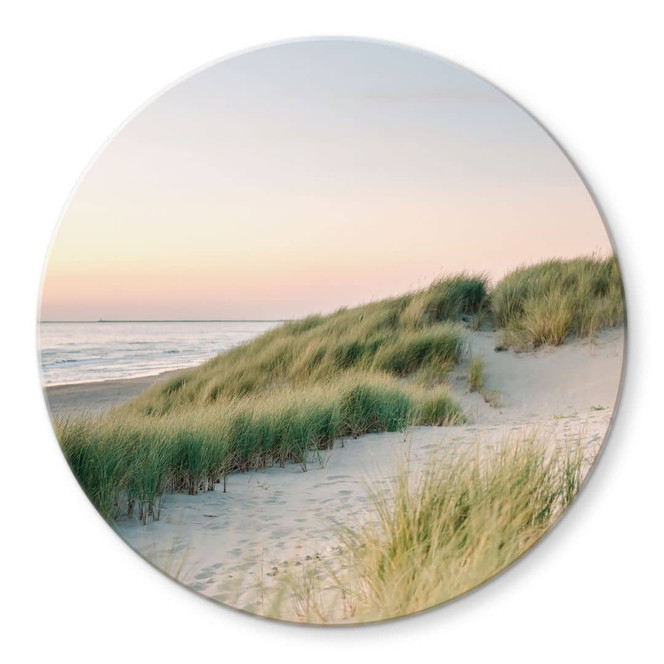 Glasbild Dünen an der holländischen Küste - Zwart - Rund