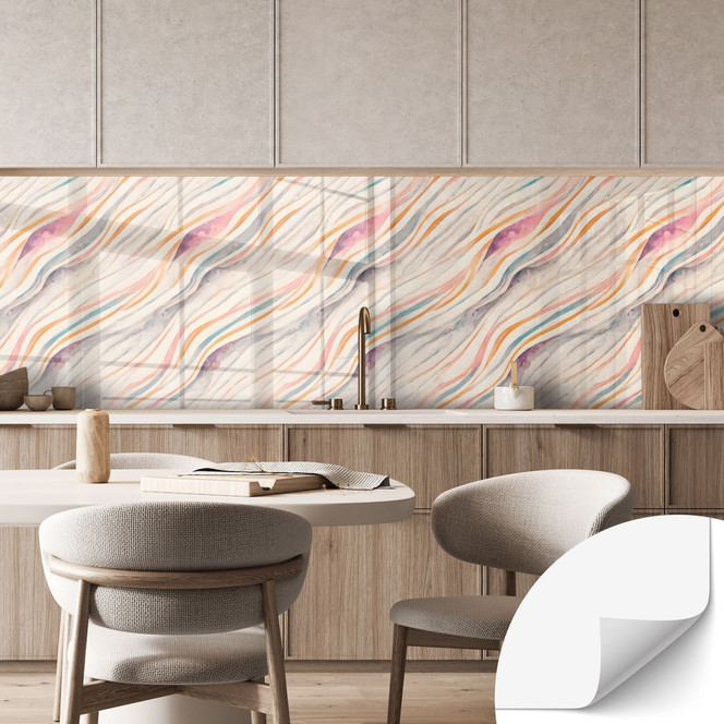 Selbstklebende Küchenrückwand Abstrakte bunte Wellen - Treechild