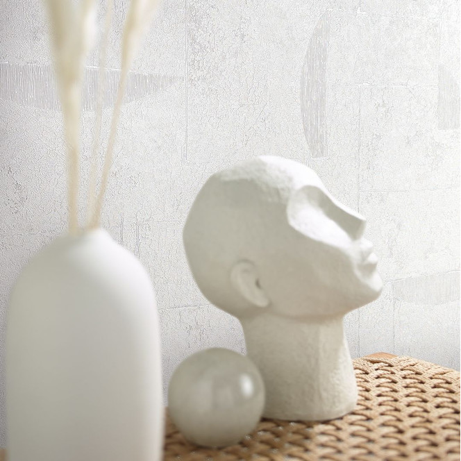 Vliestapete mit Putzoptik in Kacheln weiss Grafisch