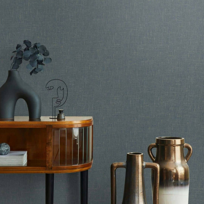 Vliestapete Uni, Textil Uni Modern in Schwarz