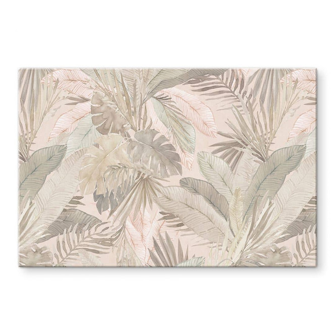 Wandbild Tropenblätter im Dschungel Pastell - Bloomery Decor - Alu-Dibond