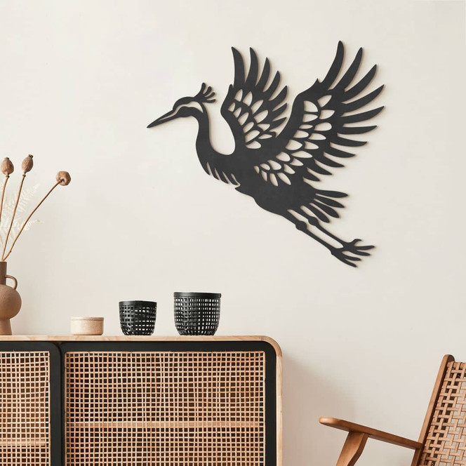 Wanddeko Kranich - eleganter Vogel - MDF Deko