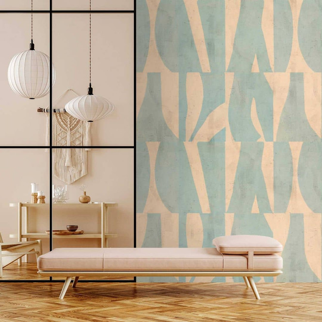 Fototapete Abstrakt in Aqua und Beige - Moderne Muster Vliestapete