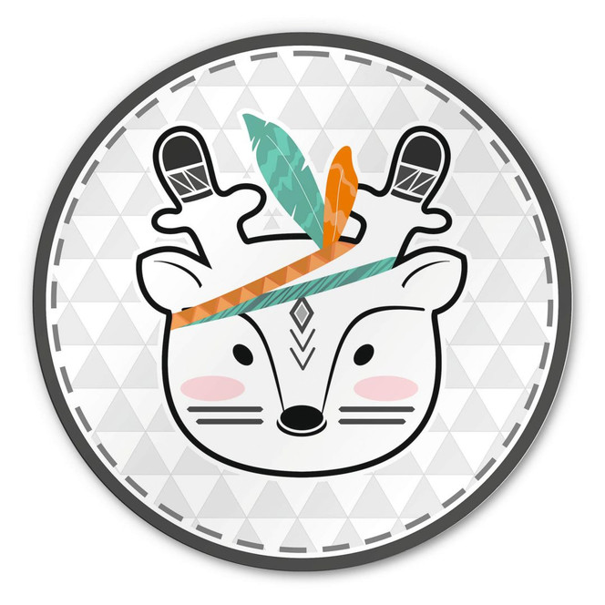 Alu-Dibond - Indianer-Hirsch - Rund