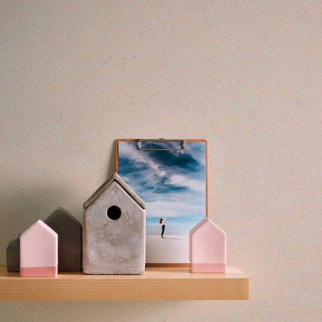 Moderne Strukturtapete Beige - Vliestapete für Wohnzimmer