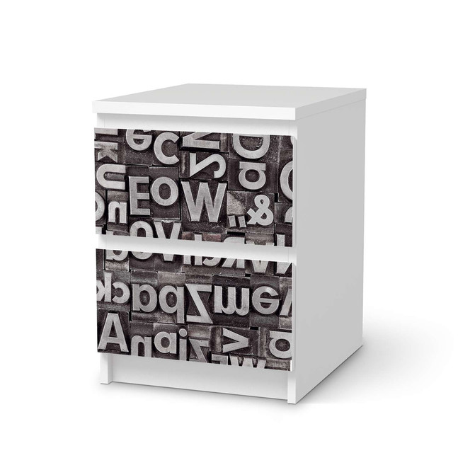 Möbelfolie IKEA Malm Kommode 2 Schubladen - Alphabet- Bild 1