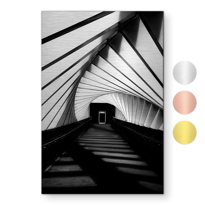 Alu-Dibond gebürstet mit Gold-, Silber- & Kupfereffekt - Architektur Tunnel Perspektive - Jamal