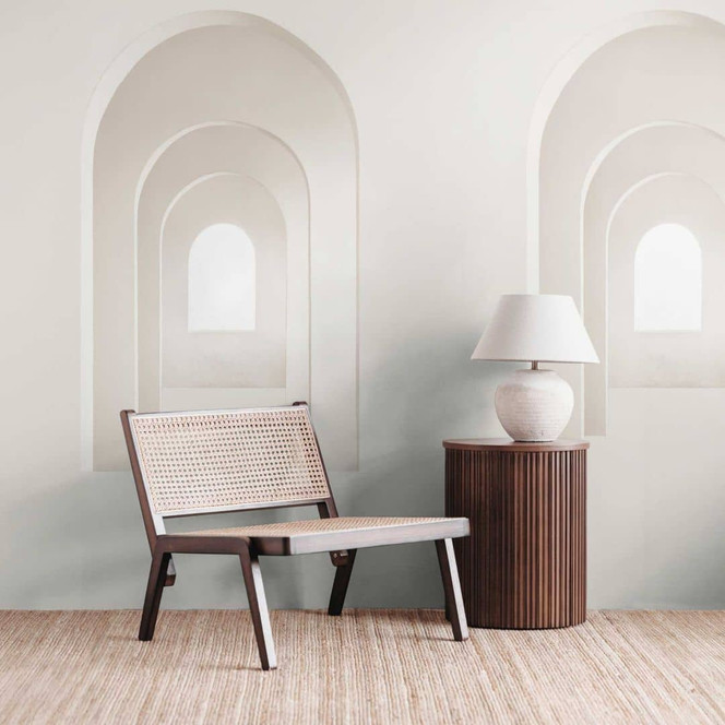 Architektur-Fototapete in Beige Weiss - Vliestapete 3D-Optik - Modernes Design