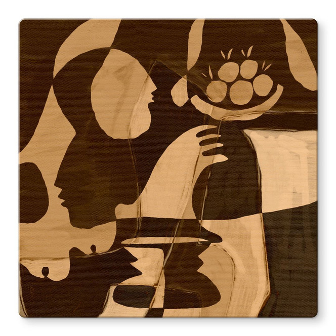 Glasbild Abstrakte Komposition in warmen Erdtönen - Al Dafai - Quadratisch