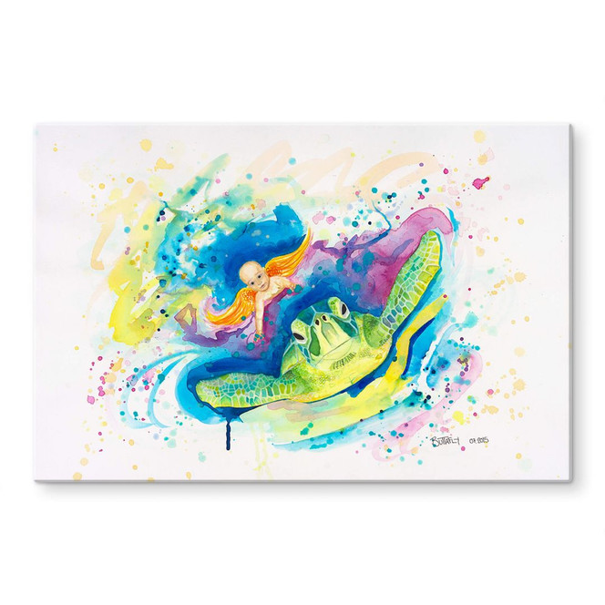 Glasbild Buttafly - Endangered green see turtle