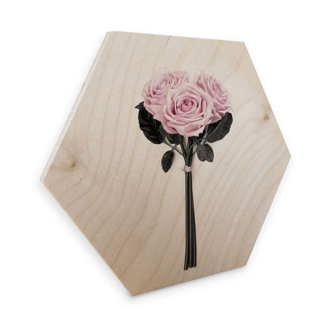 Hexagon - Holz Birke-Furnier Kubistika - Wildrosen