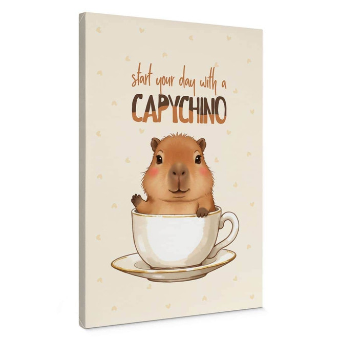 Leinwandbild Capybara im Kaffee - Capychino