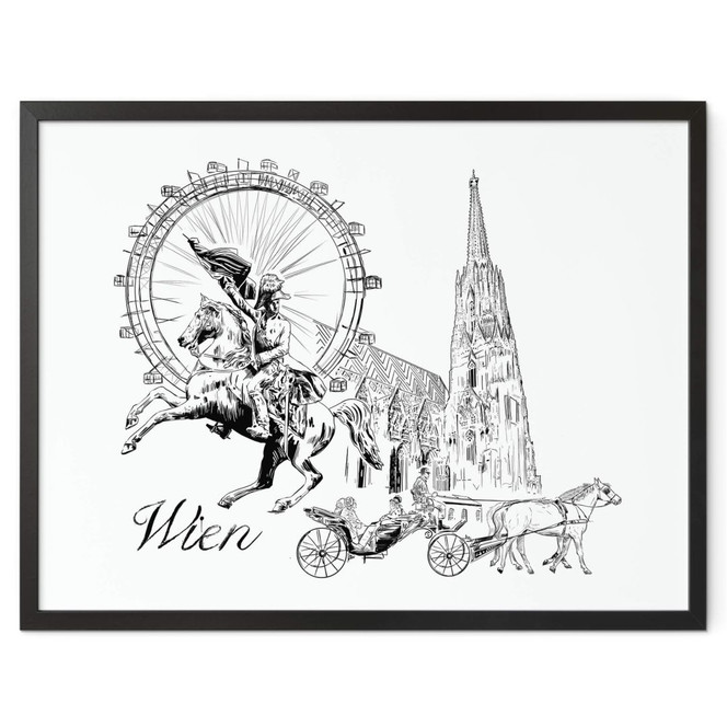 Poster Love your City - Wien - schwarz-weiss