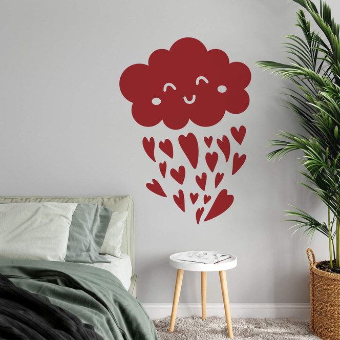 Wandtattoo Wolke mit Herzchentropfen